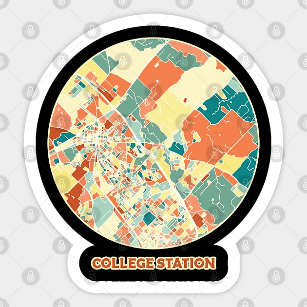 College Station Texas map in mozaique colors Sticker by SerenityByAlex